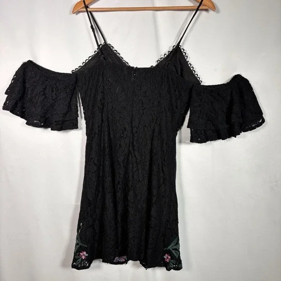 Lulumari Babydoll Dress Womens Large Sheer Lace Overlay Floral Cottage Fairy - Picture 2 of 9